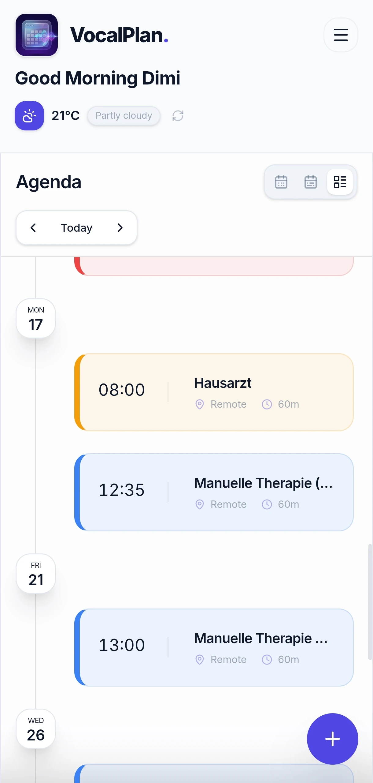 Agenda Daily Schedule
